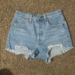 Levi's Light Blue Distressed Jean Shorts